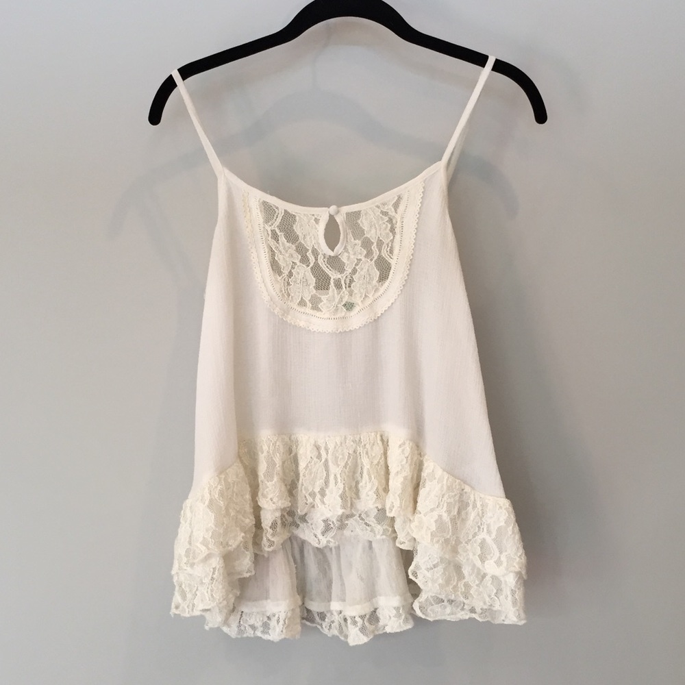 Kimchi Blue Sheer White Ruffle Blouse